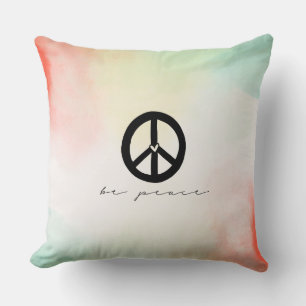 Red Yellow Blush Tie Dye Peace Cushion