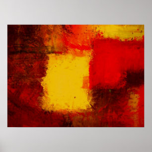 Red Yellow Brown Modern Abstract Art Poster
