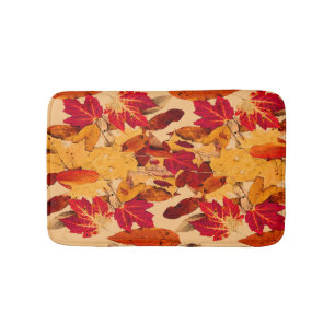 Red Yellow Brown Orange Autumn Foliage Bath Mat
