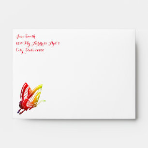 Red & Yellow Butterfly White Envelopes