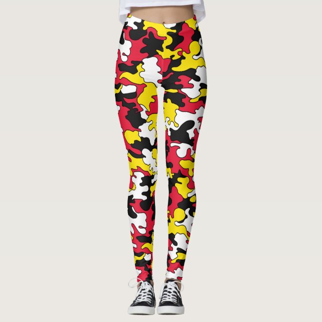 Red & Yellow Camo Leggings (Front)