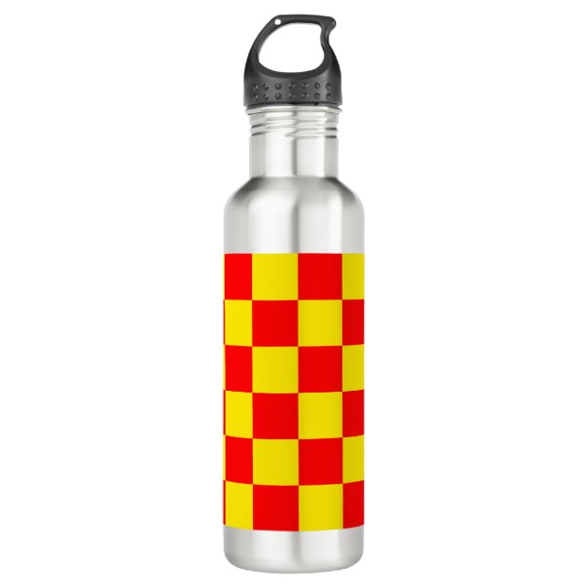 Red Yellow Check Chequered Pattern Design  710 Ml Water Bottle (Front)