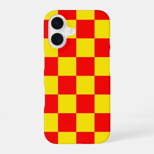 Red Yellow Check Chequered Pattern Design  iPhone 16 Case (Back)