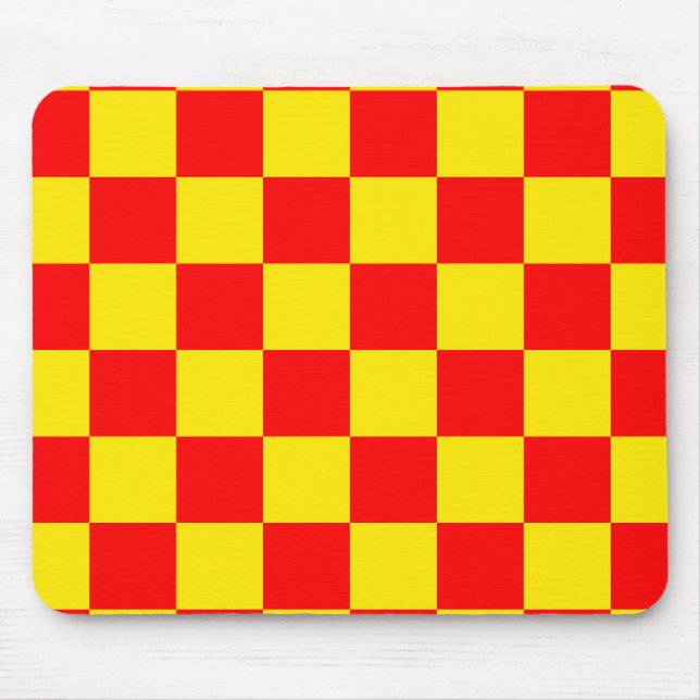 Red Yellow Check Chequered Pattern Design  Mouse Pad (Front)