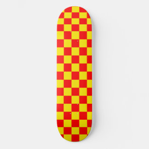 Red Yellow Check Chequered Pattern Design Skateboard