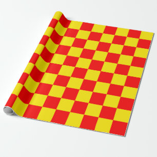 Red Yellow Check Chequered Pattern Design  Wrapping Paper