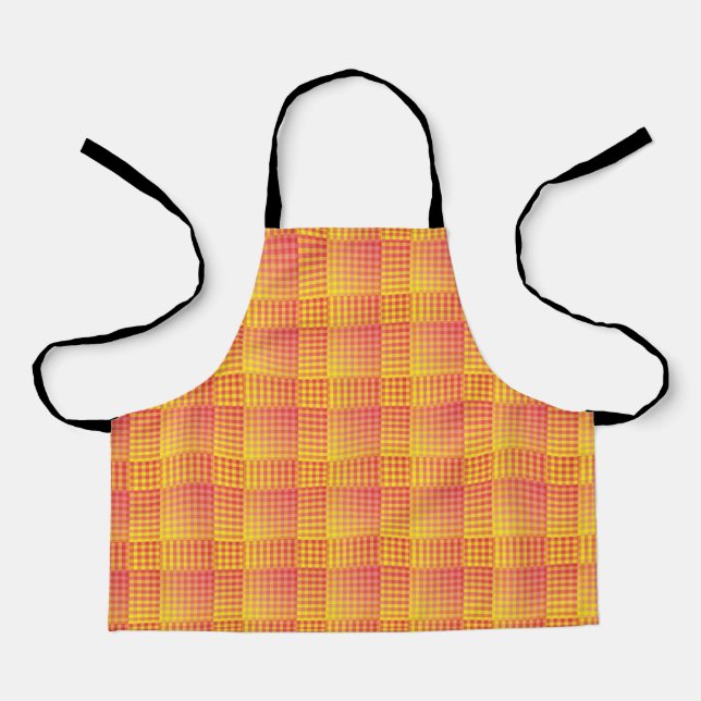 Red Yellow Checker Abstract Pattern Apron (Front)