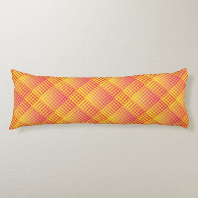 Red Yellow Checker Abstract Pattern Body Cushion (Front)