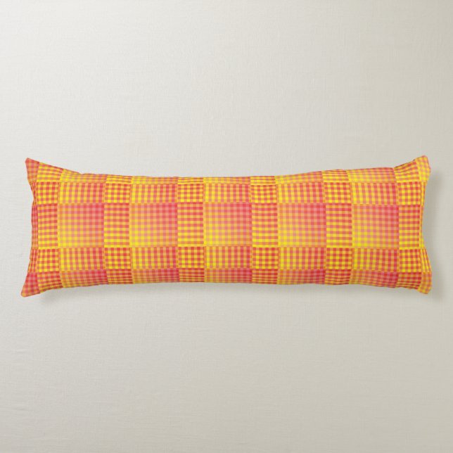 Red Yellow Checker Abstract Pattern Body Cushion (Front)