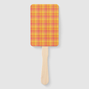 Red Yellow Checker Abstract Pattern Hand Fan