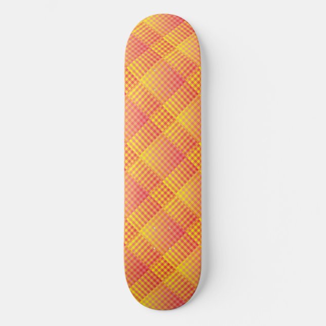 Red Yellow Checker Abstract Pattern Skateboard (Front)