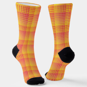 Red Yellow Checker Abstract Pattern Socks