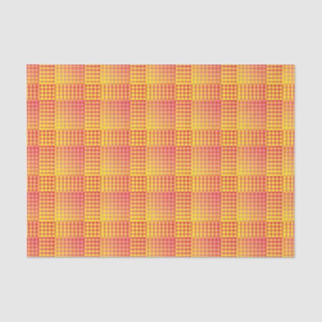 Red Yellow Checker Abstract Pattern Tissue Paper (Front)