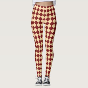 Red Yellow Checker Diamond Pattern  Leggings