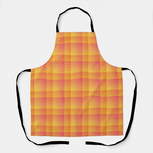 Red Yellow Chequered Abstract Pattern Apron (Front)