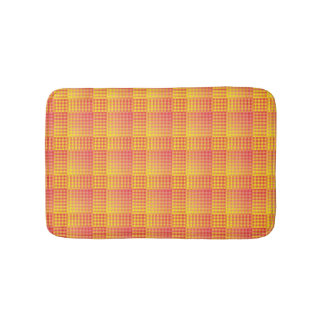 Red Yellow Chequered Abstract Pattern Bath Mat
