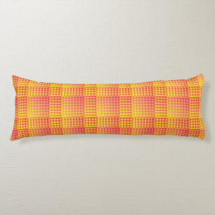 Red Yellow Chequered Abstract Pattern Body Cushion