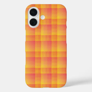 Red Yellow Chequered Abstract Pattern iPhone 16 Case