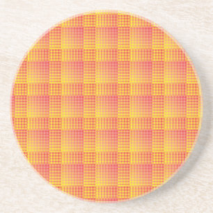 Red Yellow Chequered Abstract Pattern Coaster