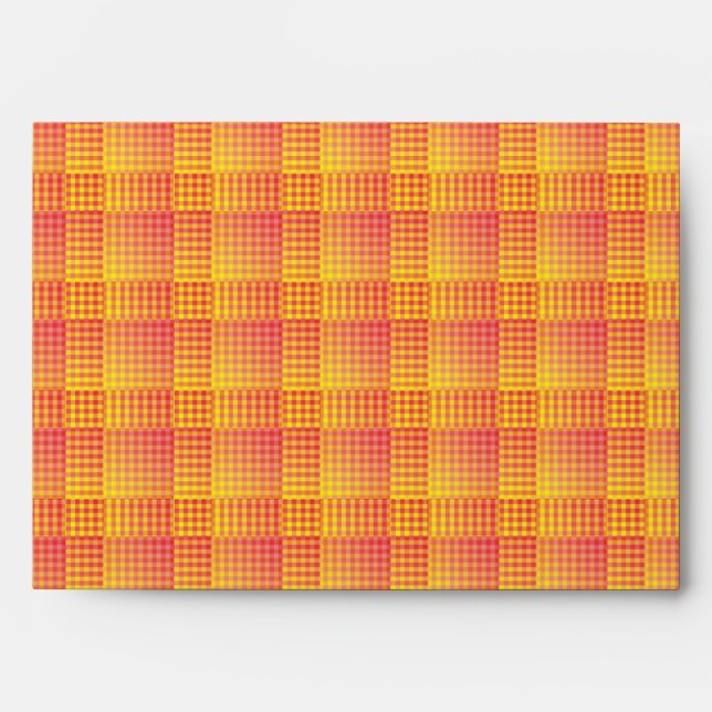 Red Yellow Chequered Abstract Pattern Envelope (Front)