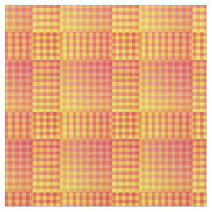 Red Yellow Chequered Abstract Pattern Fabric