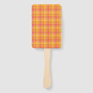 Red Yellow Chequered Abstract Pattern Hand Fan