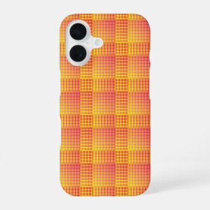 Red Yellow Chequered Abstract Pattern iPhone 16 Case