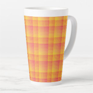 Red Yellow Chequered Abstract Pattern Latte Mug