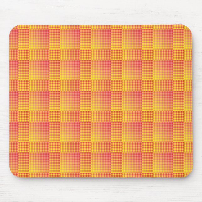 Red Yellow Chequered Abstract Pattern Mouse Pad (Front)