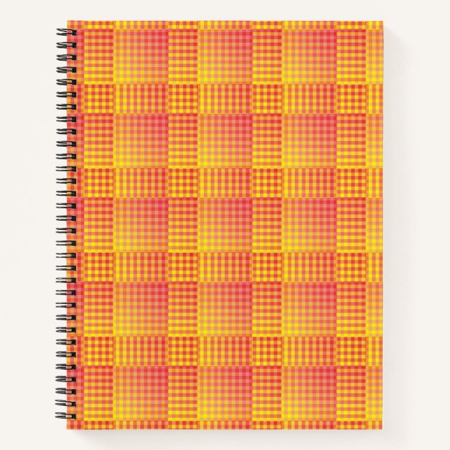 Red Yellow Chequered Abstract Pattern Notebook (Front)
