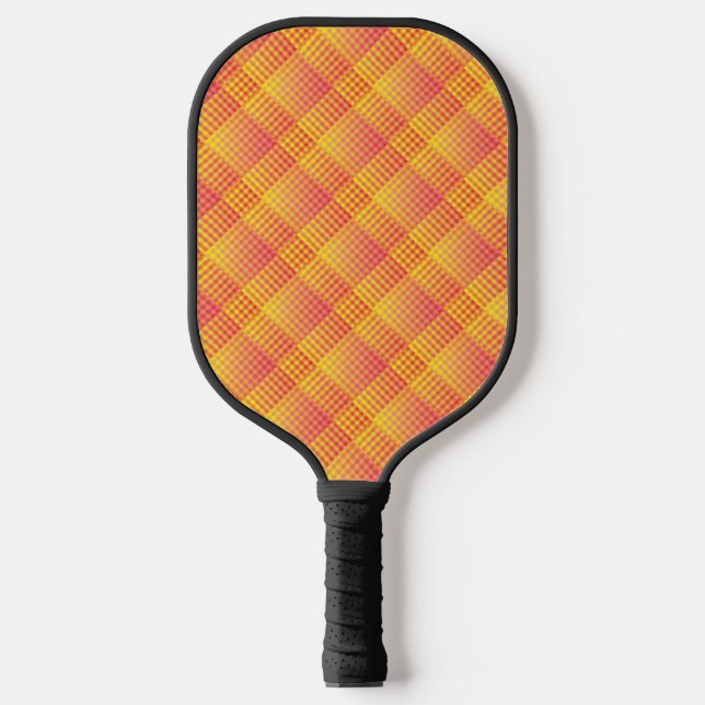 Red Yellow Chequered Abstract Pattern Pickleball Paddle (Front)
