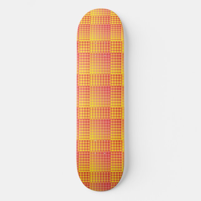 Red Yellow Chequered Abstract Pattern Skateboard (Front)