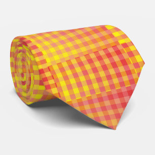 Red Yellow Chequered Abstract Pattern Tie