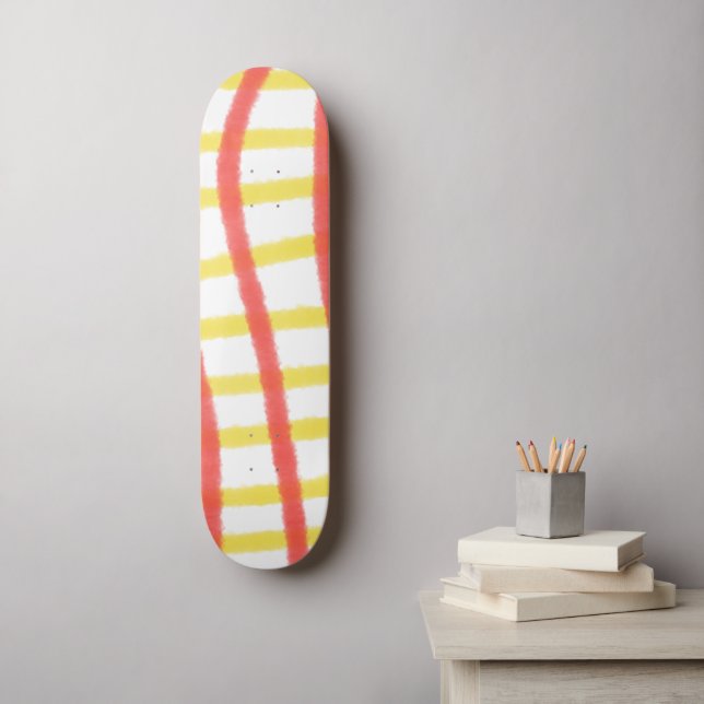 Red yellow chequered board lines square pattern   skateboard (Wall Art)