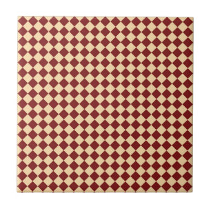 Red Yellow Chequered Diamond Pattern Ceramic Tile