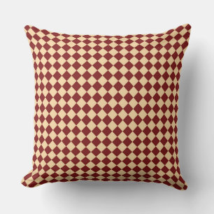 Red Yellow Chequered Diamond Pattern  Cushion