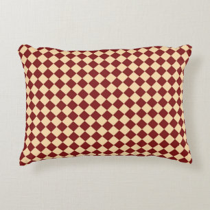 Red Yellow Chequered Diamond Pattern Decorative Cushion