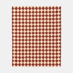 Red Yellow Chequered Diamond Pattern Fleece Blanket