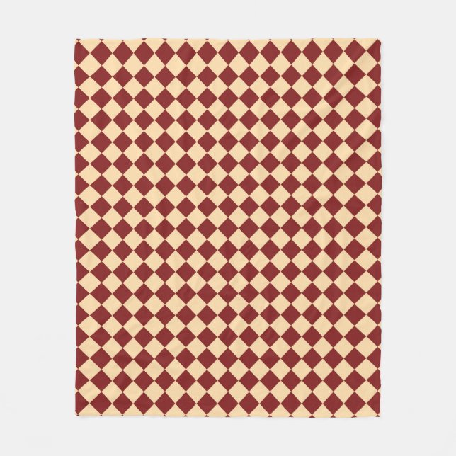 Red Yellow Chequered Diamond Pattern  Fleece Blanket (Front)