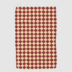 Red Yellow Chequered Diamond Pattern Golf Towel