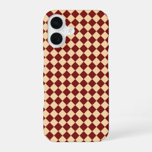 Red Yellow Chequered Diamond Pattern iPhone 16 Case