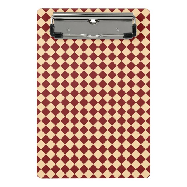 Red Yellow Chequered Diamond Pattern Mini Clipboard (Front)