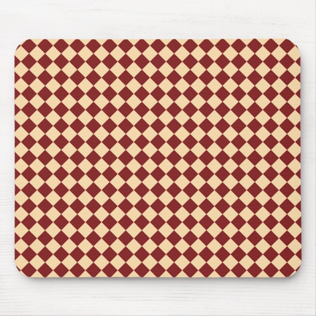 Red Yellow Chequered Diamond Pattern  Mouse Pad (Front)