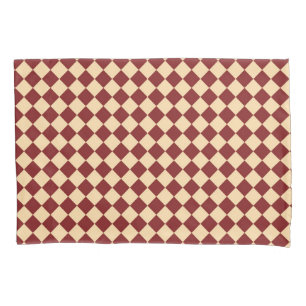 Red Yellow Chequered Diamond Pattern Pillowcase