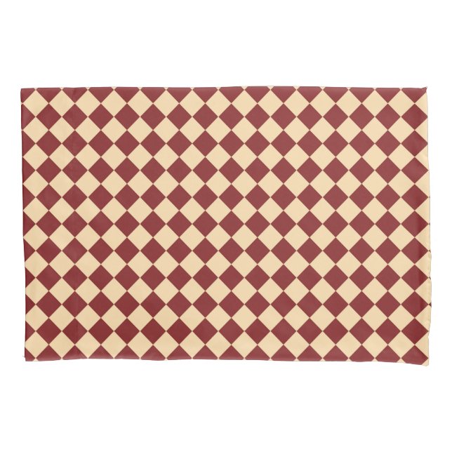 Red Yellow Chequered Diamond Pattern  Pillowcase (Front)