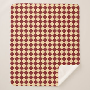 Red Yellow Chequered Diamond Pattern Sherpa Blanket