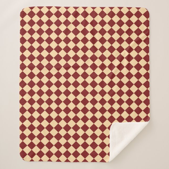 Red Yellow Chequered Diamond Pattern  Sherpa Blanket (Front)