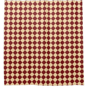 Red Yellow Chequered Diamond Pattern Shower Curtain
