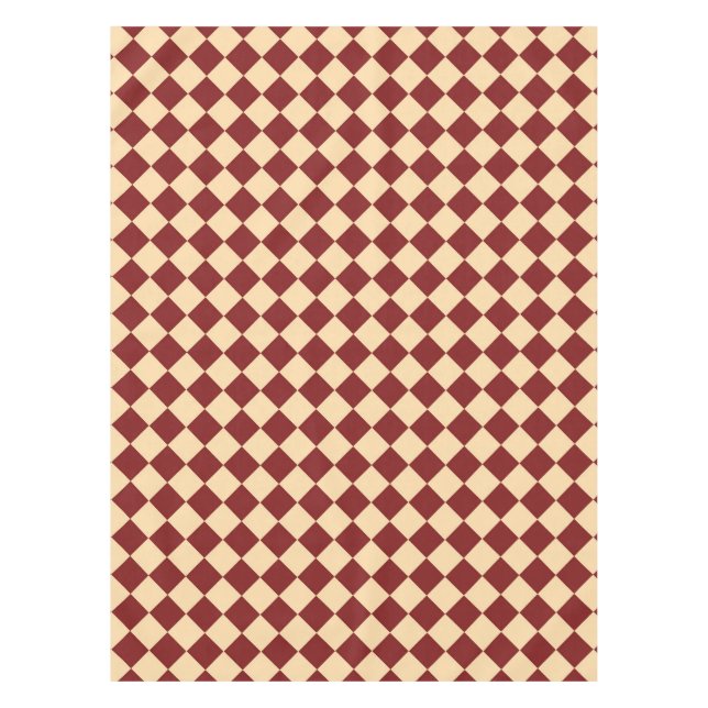 Red Yellow Chequered Diamond Pattern Tablecloth (Front)