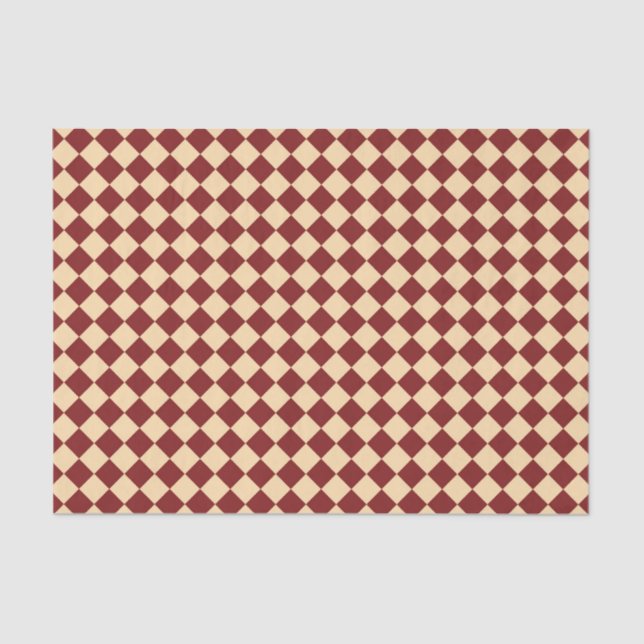 Red Yellow Chequered Diamond Pattern Tissue Paper (Front)